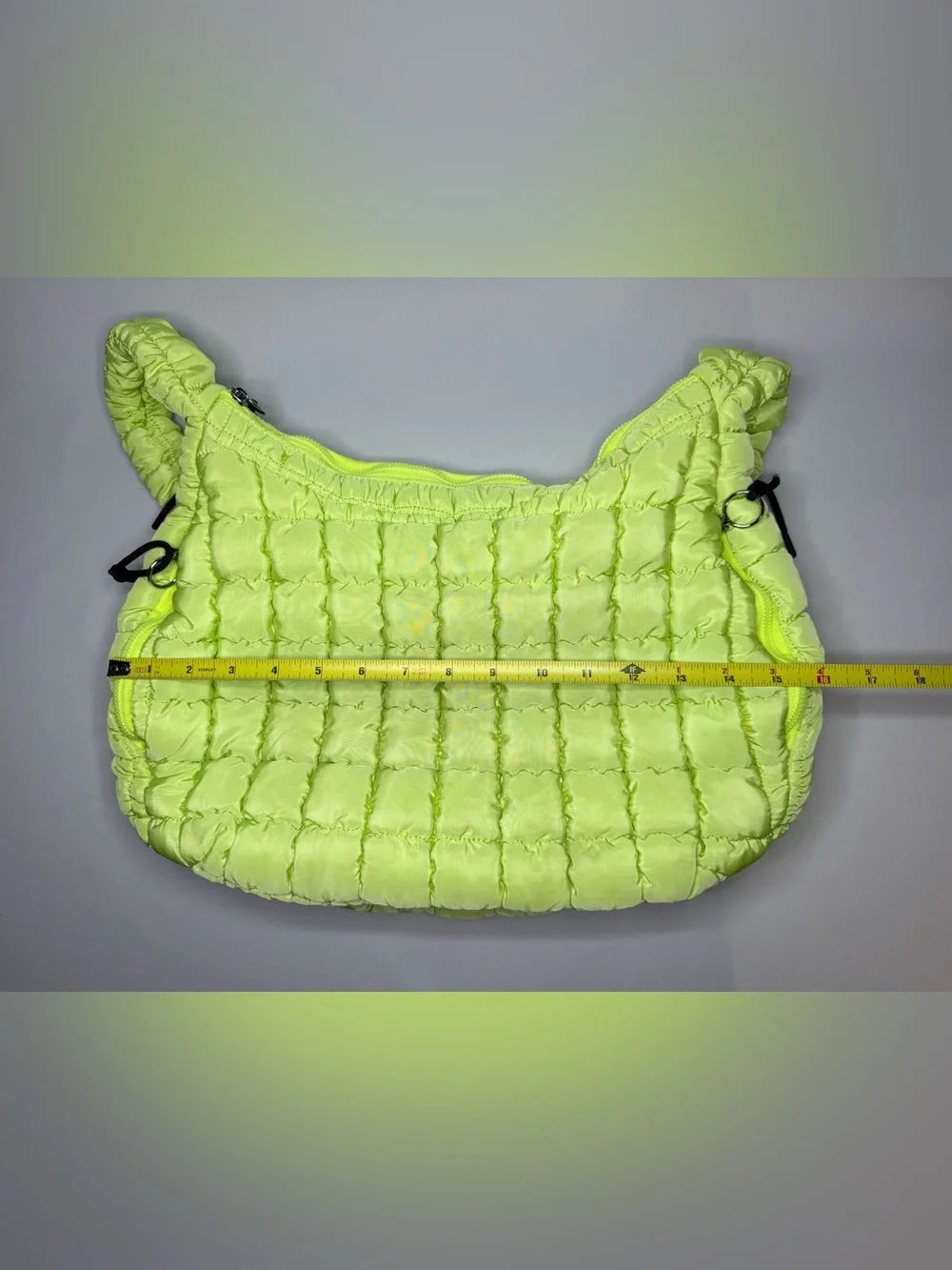 Neon Lime Quilted Ruched-Handle Crossbody Bag - Picture 3 of 4